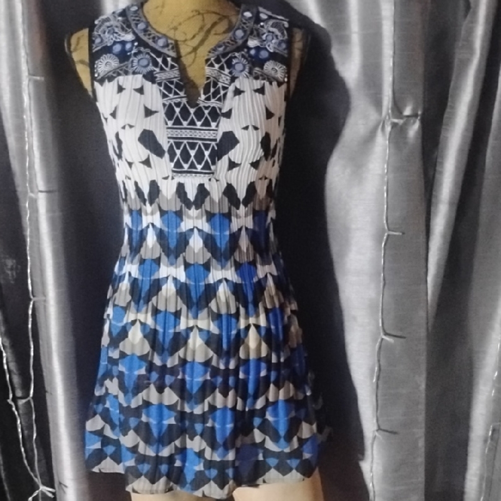 Alfani Blue and Black Geometric Mini Dress